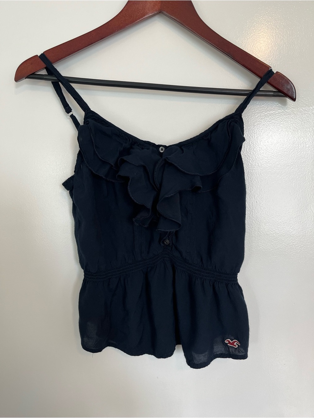 Hollister Navy Ruffle Spaghetti-Strap Peplum Cami
